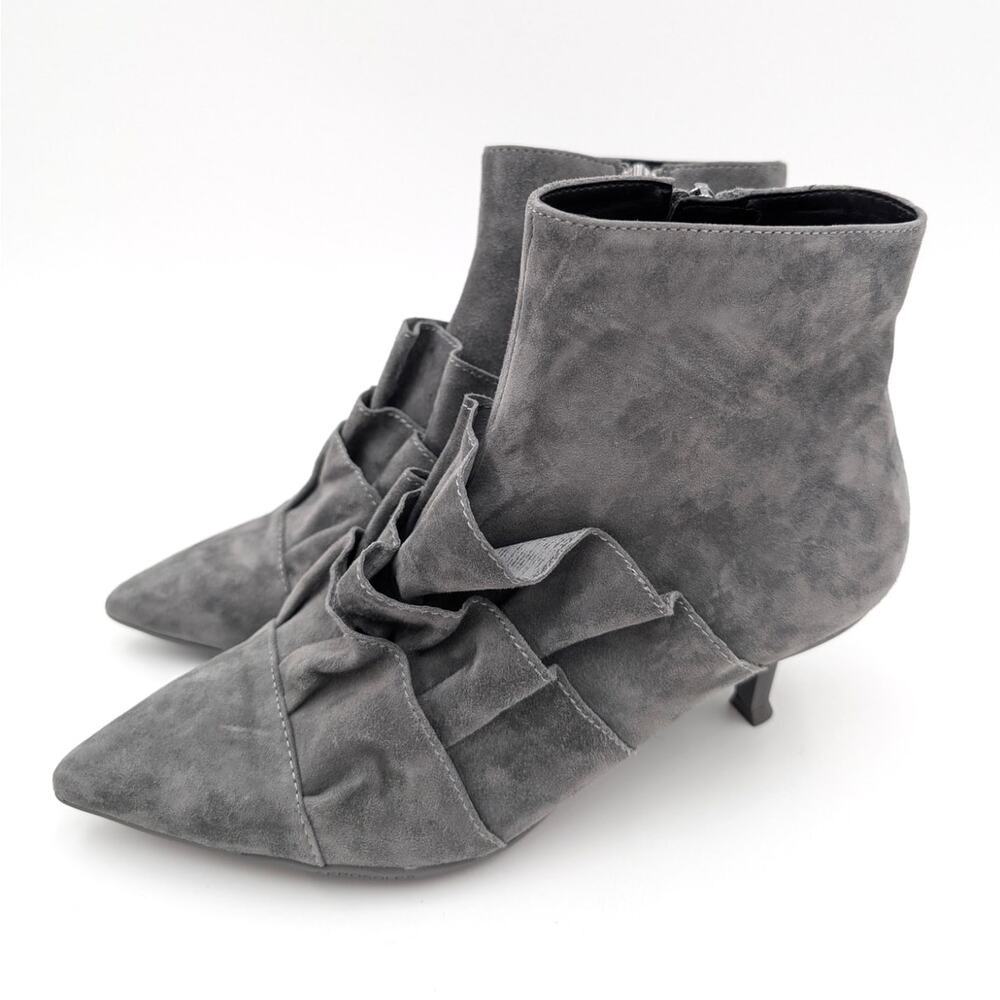 Aerosoles Loloa Mid Heel Ankle Boots Side Zip Women's Gray Size US6.5 EU37